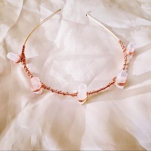 Rose Quartz Crystal Tiara Crown Headband